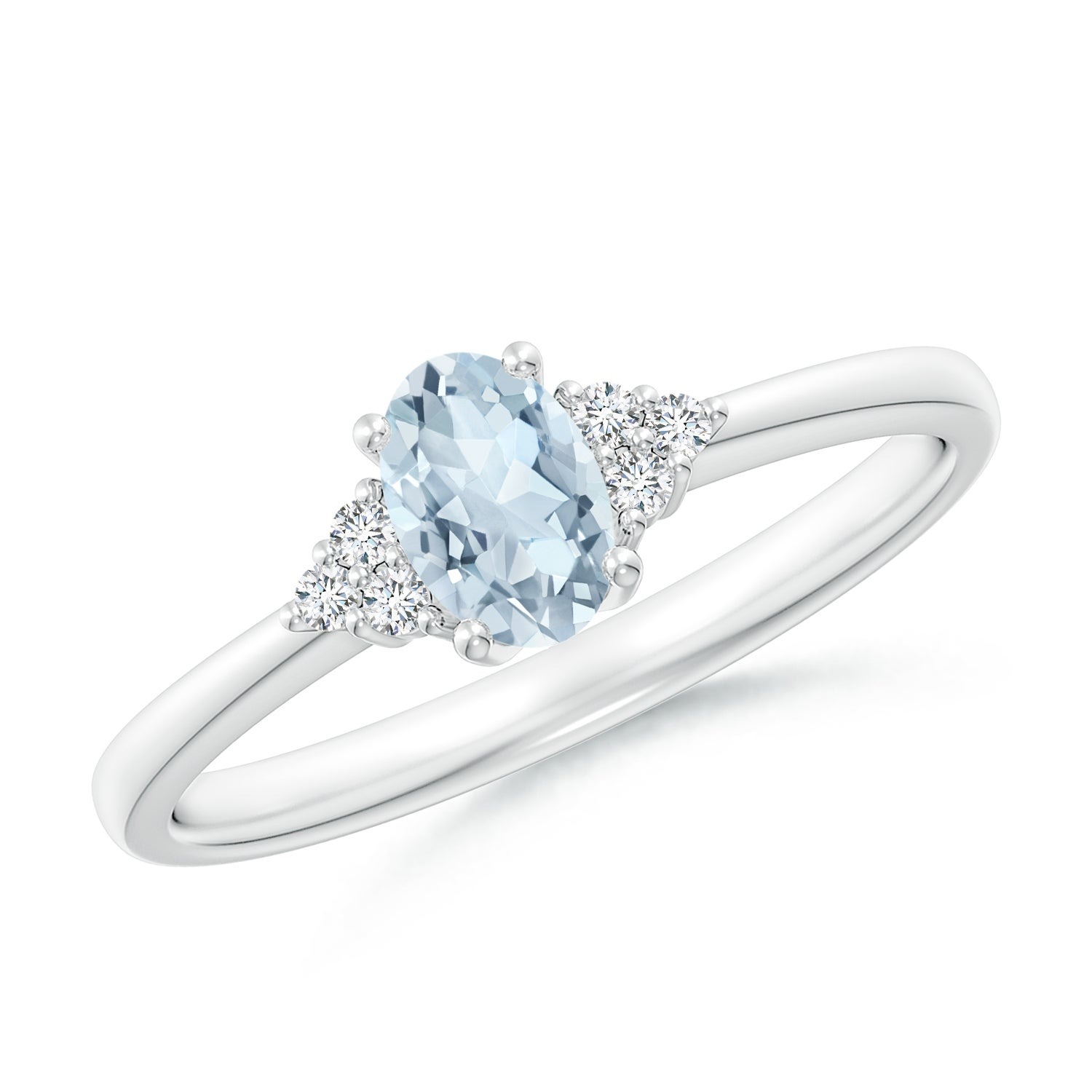 Solitaire Oval Aquamarine And Diamond Promise Ring